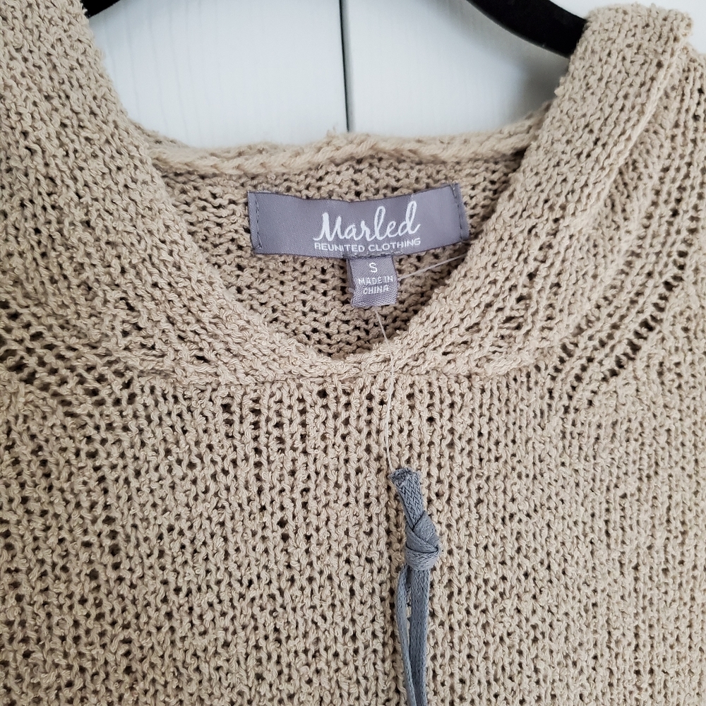 NEW Marled Reunited Cotton Knit Pullover Hoodie - Picture 2 of 6